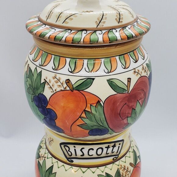 Nonni's Biscotti Hand Painted Fruit Motif Cookie Jar - Picture 14 of 16